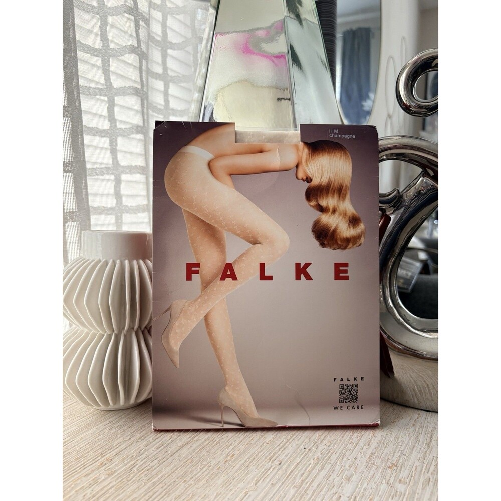 NWT Falke Champagne Printed Dot Tights Size M 20 Denier Luxury Made In Germany